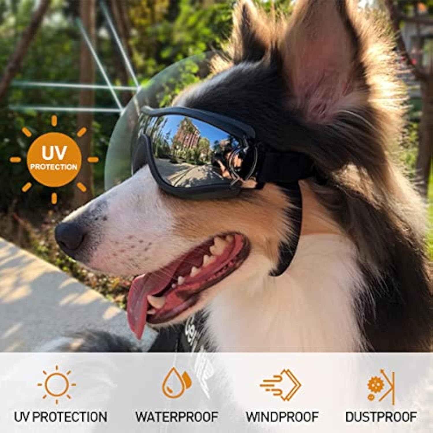 Stylish Windproof Dog Sunglasses Handsome Pet Goggles For Large  Medium Breeds With Sun Protection Anti Fog & Adjustable Strap For Driving Swimming Surfing